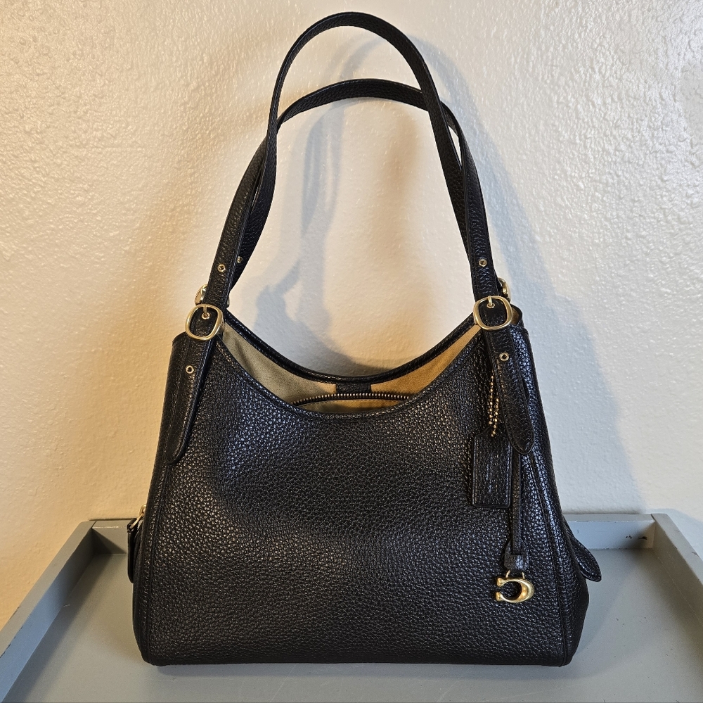Coach Lori Black Pebbled Leather Shoulder Bag